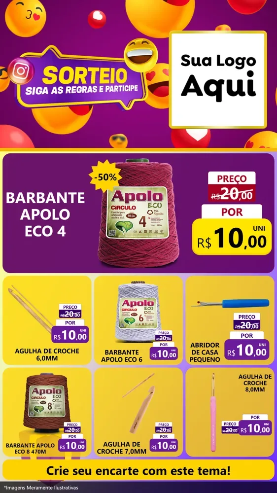 Modelo de Rede Social para Stories com o tema Sorteio para Armarinho e Aviamentos