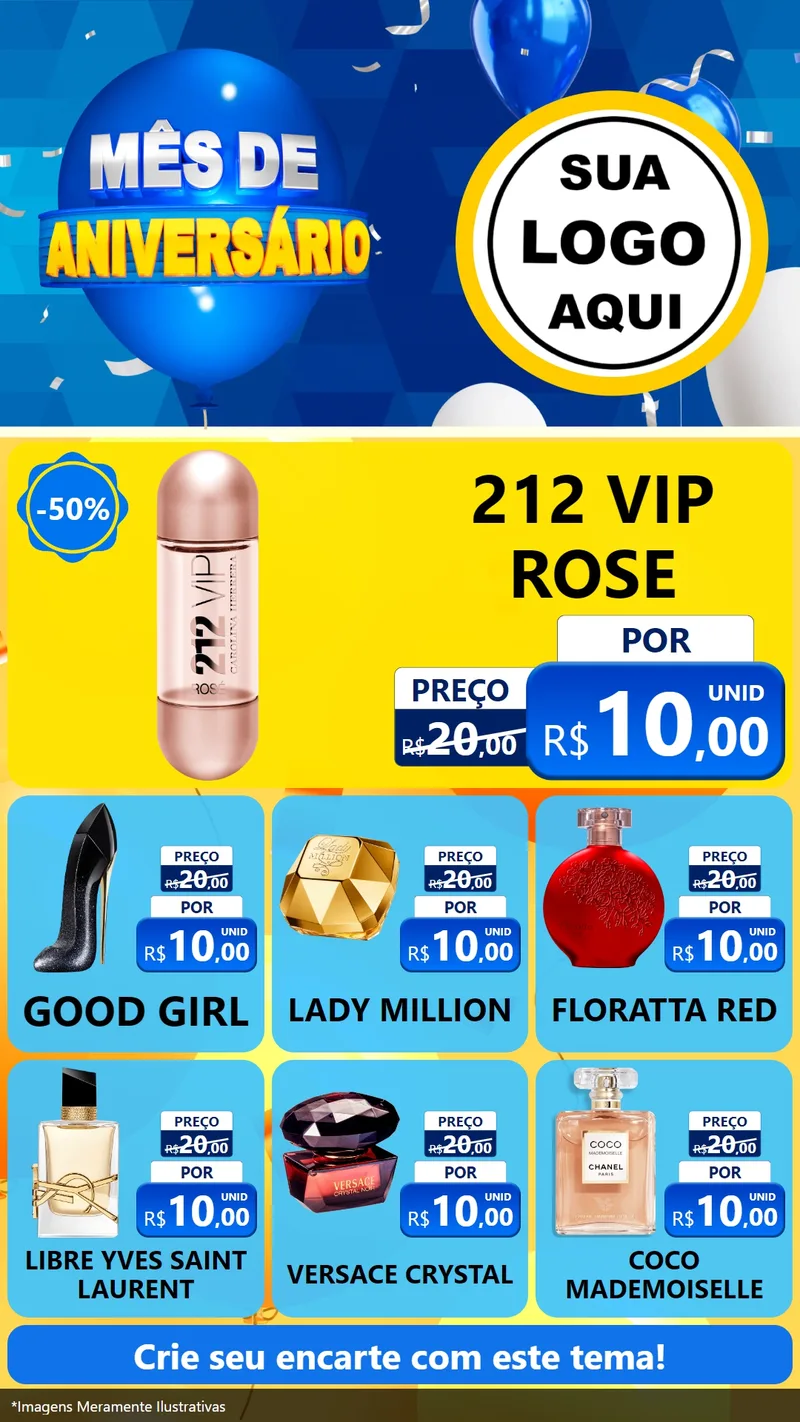 Modelo de Rede Social para Stories com o tema Mês de Aniversário para Perfumes