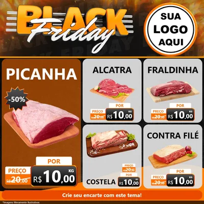 Modelo de Rede Social para Feed Facebook com o tema Black Friday para Açougue