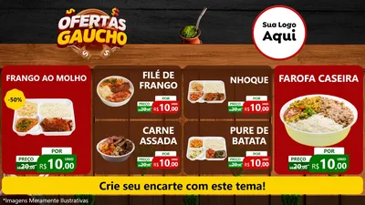 Modelo de TV para TV Horizontal com o tema Ofertas Dia do Gaúcho para Restaurante