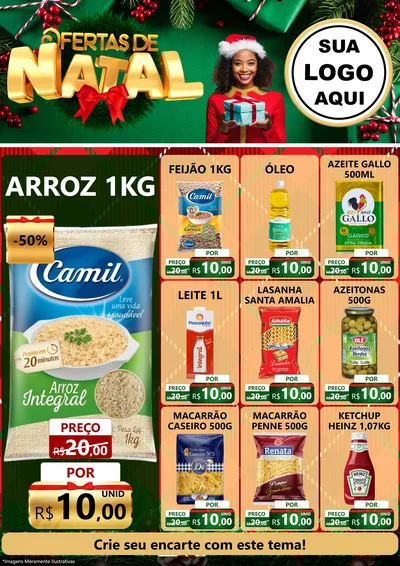 Modelo de Encarte para Encarte A4 Vertical com o tema Ofertas de Natal para Supermercado