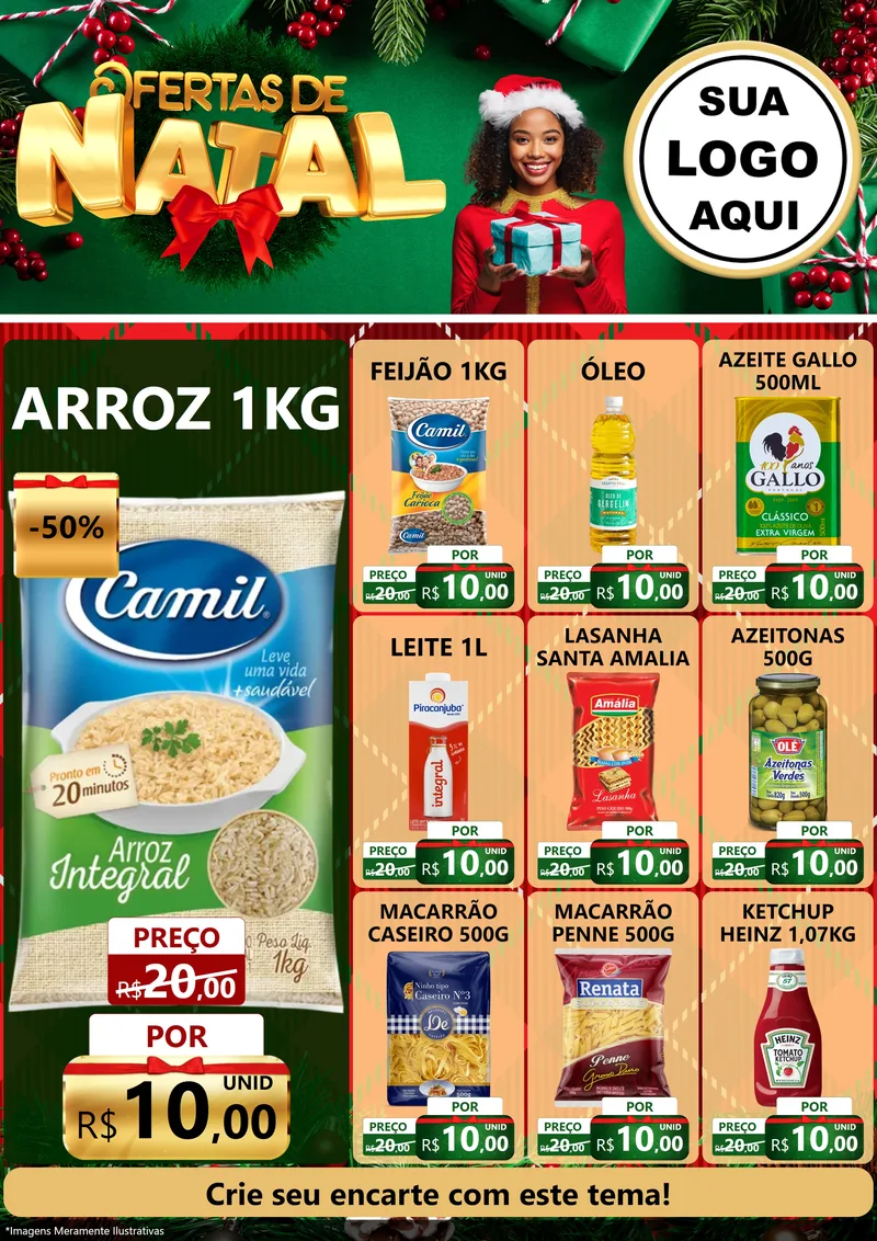 Modelo de Encarte para Encarte A4 Vertical com o tema Ofertas de Natal para Supermercado