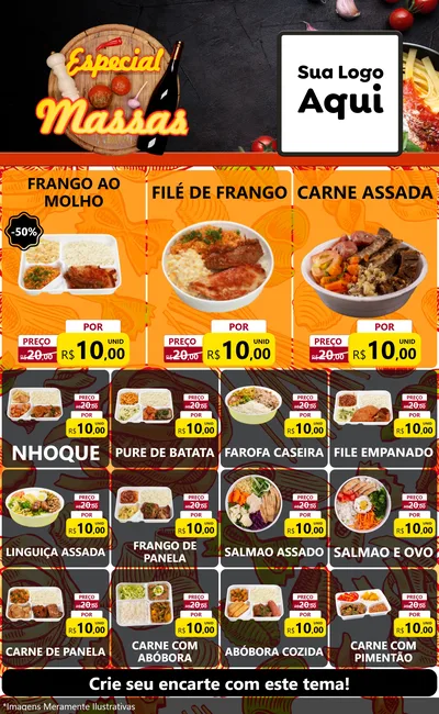 Modelo de Encarte para Encarte Grande com o tema Especial Massas para Restaurante