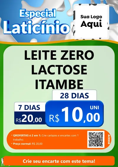 Modelo de Cartaz para Cartaz A4 Vertical com o tema Especial Laticínio para Frios e Laticínios