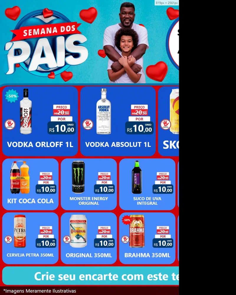 Modelo de Rede Social para Feed Instagram com o tema Semana Dos Pais para Distribuidora de bebidas