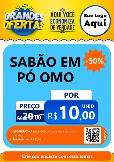 Modelo de Cartaz para Cartaz A4 Vertical com o tema Grandes Ofertas para Produtos de Limpeza