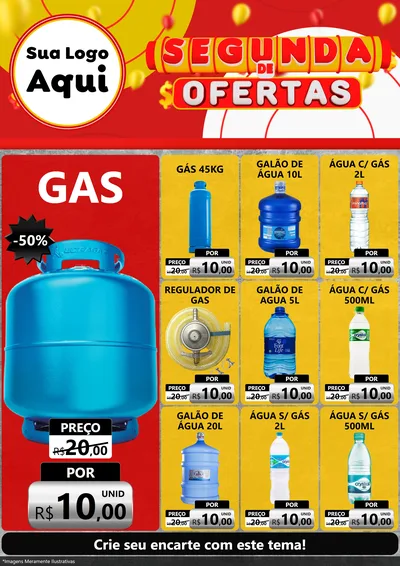 Modelo de Encarte para Encarte A4 Vertical com o tema Segunda de Ofertas para Água e gás