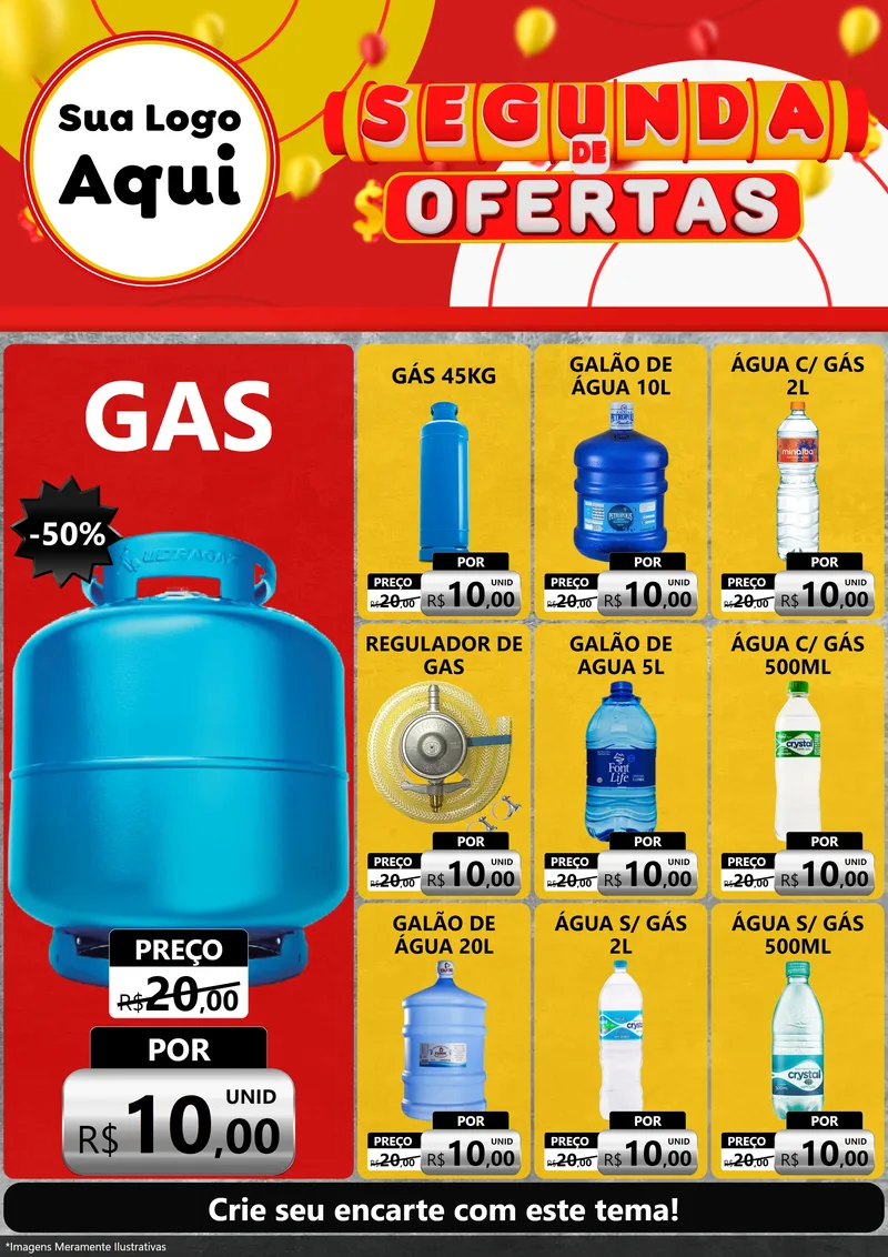 Modelo de Encarte para Encarte A4 Vertical com o tema Segunda de Ofertas para Água e gás