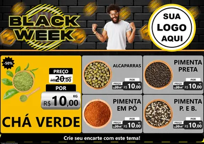 Modelo de Encarte para Encarte A4 Horizontal com o tema Black Week para Produtos Naturais