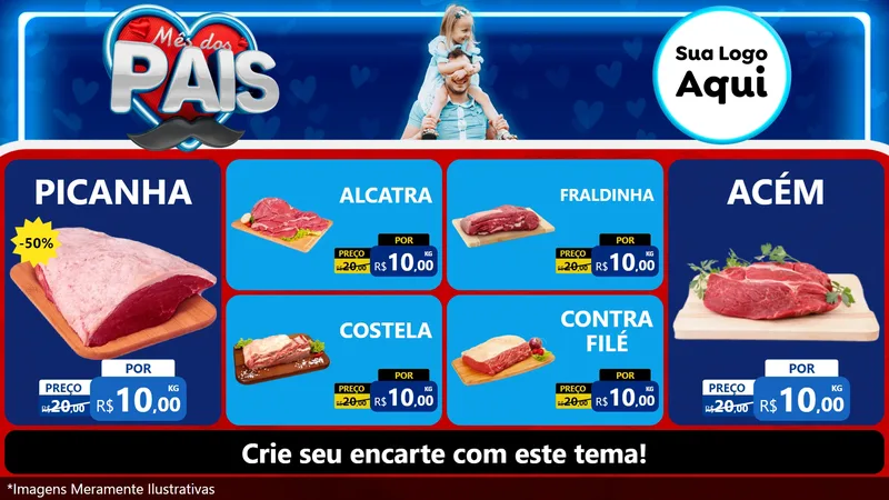 Modelo de TV para TV Horizontal com o tema Mês Dos Pais para Açougue