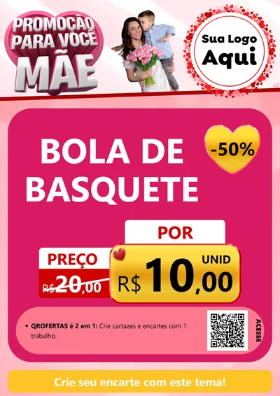 Modelo de Cartaz para Cartaz A4 Vertical com o tema Promoção Para Você Mãe para Artigos Esportivos