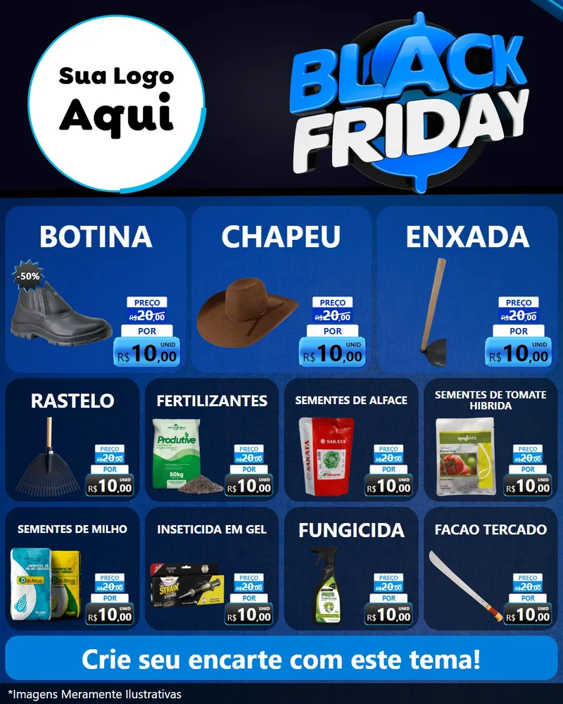Modelo de Rede Social para Feed Instagram com o tema Black Friday para Agropecuária
