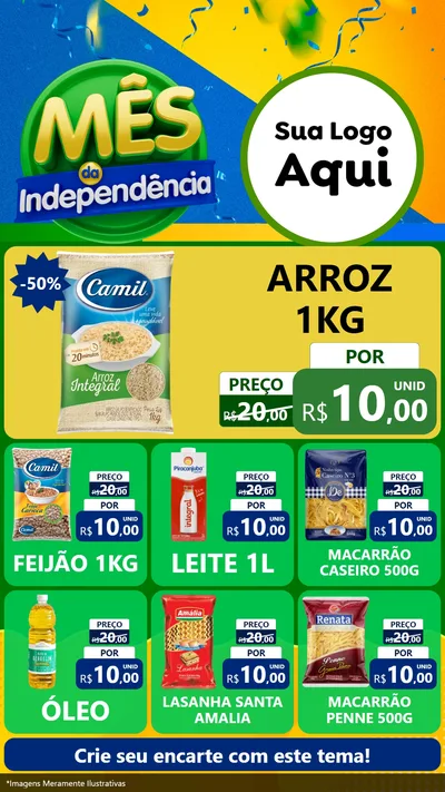 Modelo de Rede Social para Stories com o tema Mês da Independência para Supermercado