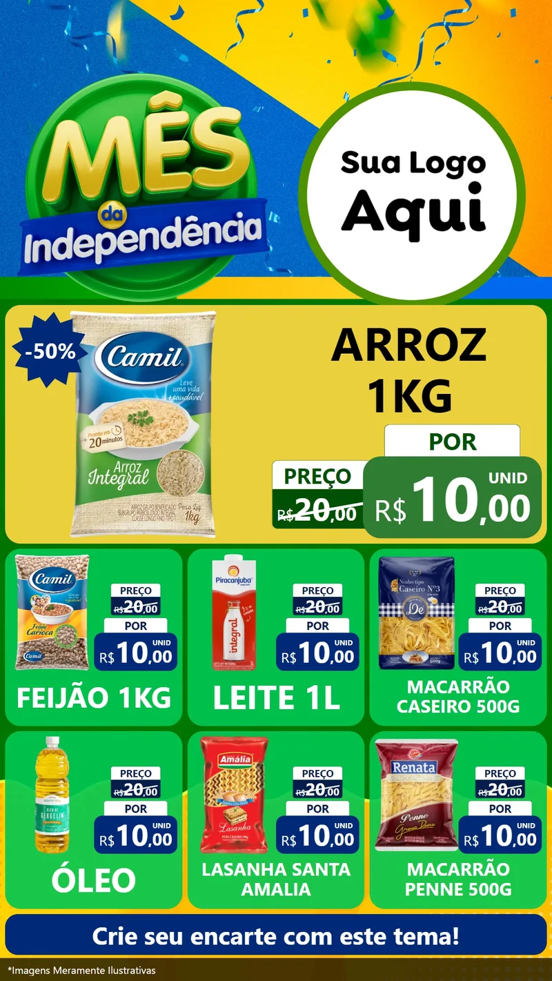 Modelo de Rede Social para Stories com o tema Mês da Independência para Supermercado