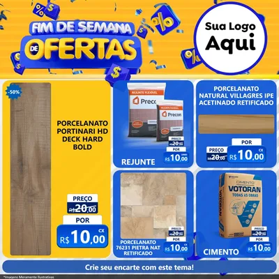Modelo de Rede Social para Feed Facebook com o tema Fim de Semana de Ofertas para Pisos e revestimentos