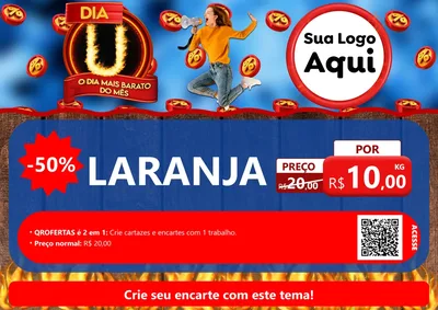 Modelo de Cartaz para Cartaz A4 Horizontal com o tema Dia U - O Dia Mais Barato Do Mês para Hortifrúti