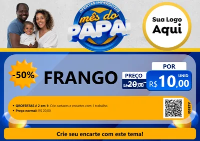 Modelo de Cartaz para Cartaz A4 Horizontal com o tema Ofertas Imperdíveis Mês Do Papai para Assados