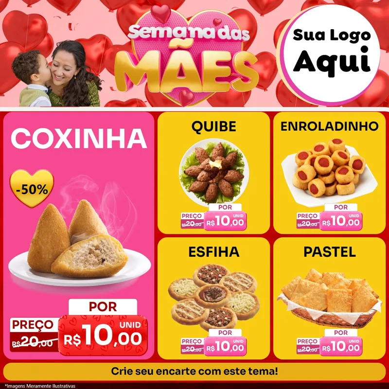 Modelo de Rede Social para Feed Facebook com o tema Semana Das Mães para Salgadaria