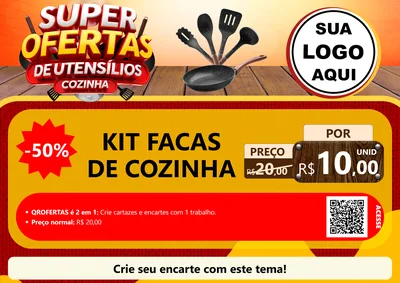 Modelo de Cartaz para Cartaz A4 Horizontal com o tema Super Ofertas de Utensílios - Cozinha para Utilidades Domésticas