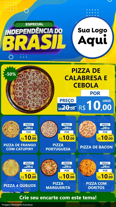 Modelo de Rede Social para Stories com o tema Especial Independência do Brasil para Pizzaria