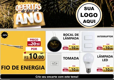 Modelo de Encarte para Encarte A4 Horizontal com o tema Ofertas de Fim de Ano para Materiais Elétricos