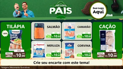 Modelo de TV para TV Horizontal com o tema Mês dos Pais para Peixaria
