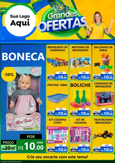 Modelo de Encarte para Encarte A4 Vertical com o tema Grandes Ofertas para Brinquedos