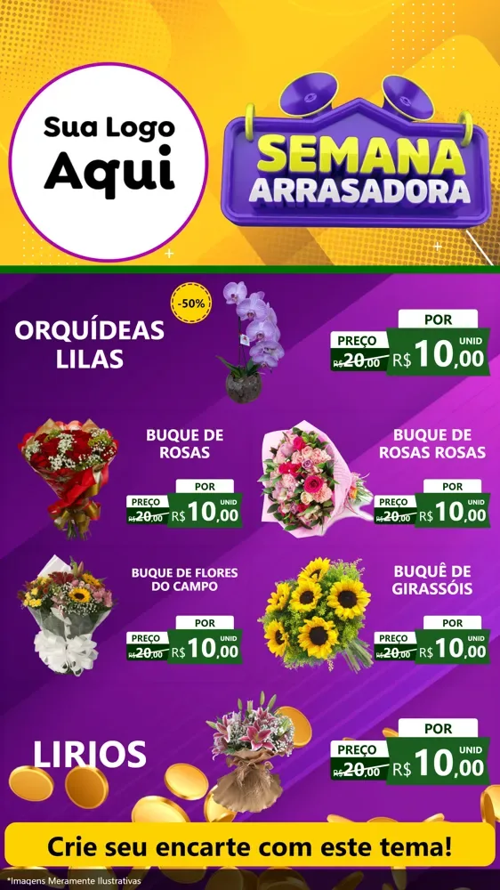Modelo de TV para TV Vertical com o tema Semana Arrasadora para Floricultura e jardim
