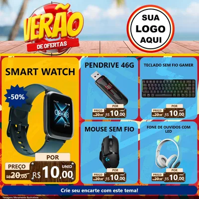 Modelo de Rede Social para Feed Facebook com o tema Verão de Ofertas para Informática