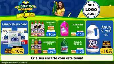 Modelo de TV para TV Horizontal com o tema Ofertas Proclamação da República para Produtos de Limpeza