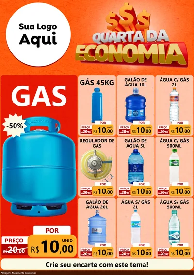 Modelo de Encarte para Encarte A4 Vertical com o tema Quarta da Economia para Água e gás