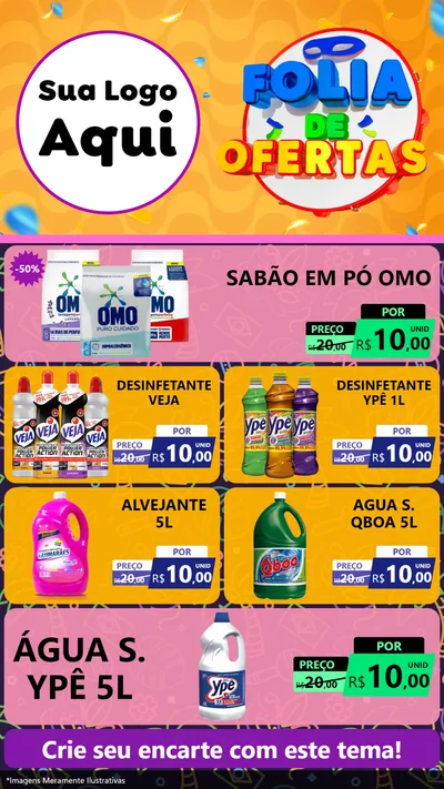 Modelo de TV para TV Vertical com o tema Folia de Ofertas para Produtos de Limpeza