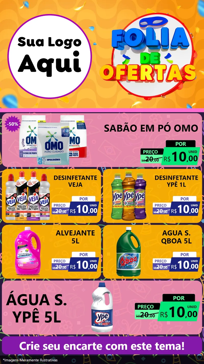 Modelo de TV para TV Vertical com o tema Folia de Ofertas para Produtos de Limpeza