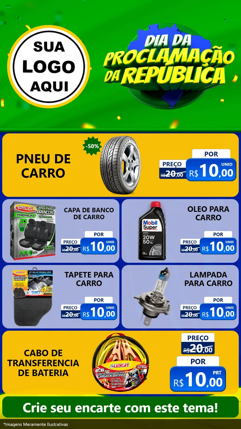 Modelo de TV para TV Vertical com o tema Dia Da Proclamação Da República para Auto peças