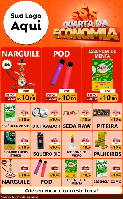 Modelo de Encarte para Encarte Grande com o tema Quarta da Economia para Tabacaria