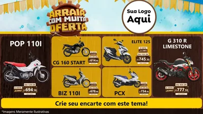 Modelo de TV para TV Horizontal com o tema Ofertas de São João - Junina para Concessionaria de Motos