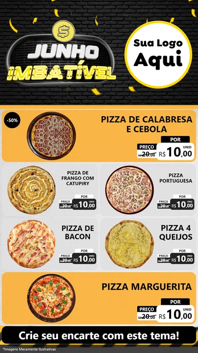 Modelo de TV para TV Vertical com o tema Junho Imbatível para Pizzaria