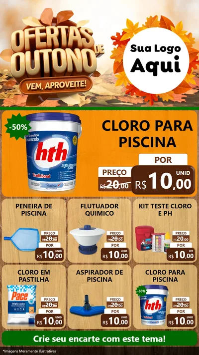 Modelo de Rede Social para Stories com o tema Ofertas de Outono - Vem, Aproveite! para Produtos para Piscina