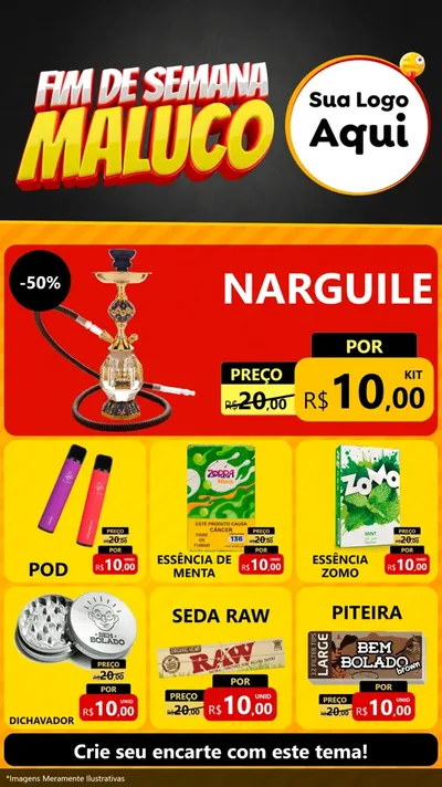 Modelo de Rede Social para Stories com o tema Final de Semana Maluco para Tabacaria