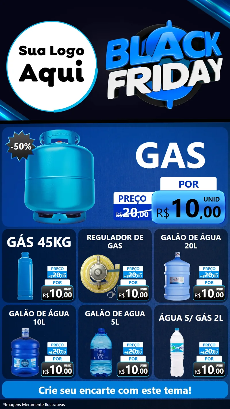 Modelo de Rede Social para Stories com o tema Black Friday para Água e gás