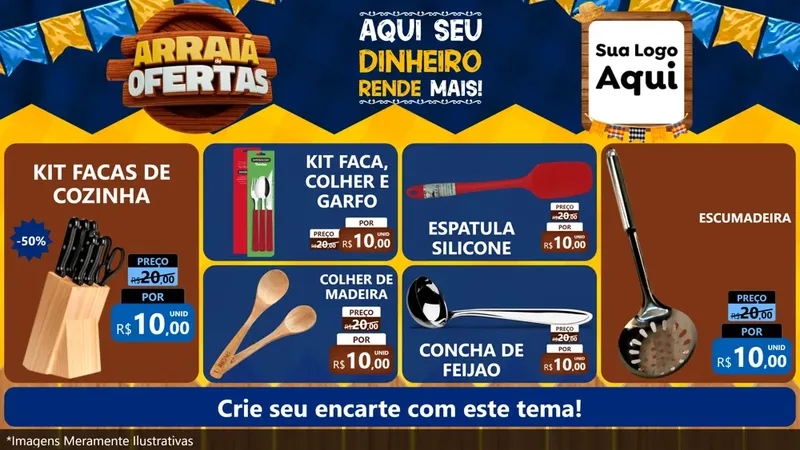Modelo de TV para TV Horizontal com o tema Arraiá de Ofertas - Junina para Utilidades Domésticas