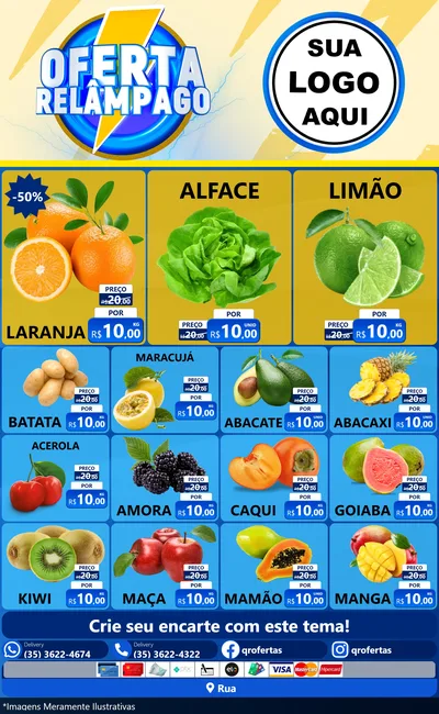 Modelo de Encarte para Encarte Grande com o tema Oferta Relâmpago para Hortifrúti