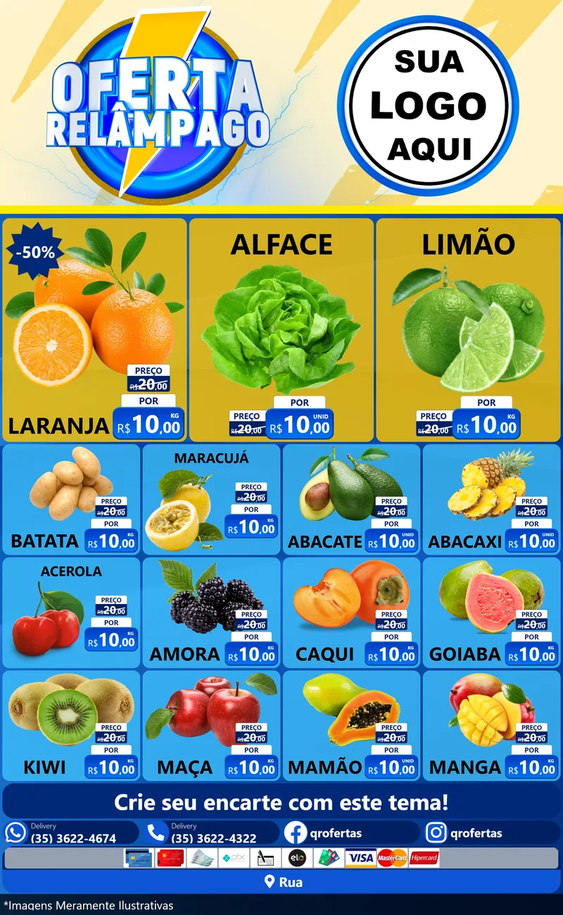 Modelo de Encarte para Encarte Grande com o tema Oferta Relâmpago para Hortifrúti