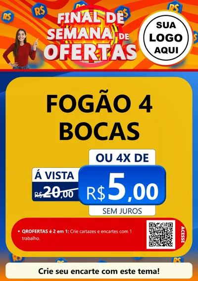 Modelo de Cartaz para Cartaz A4 Vertical com o tema Final de Semana de Ofertas para Móveis e Eletro