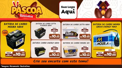 Modelo de TV para TV Horizontal com o tema Páscoa Fantástica para Baterias Elétricas