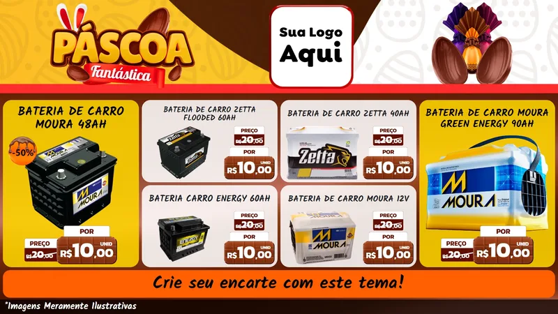 Modelo de TV para TV Horizontal com o tema Páscoa Fantástica para Baterias Elétricas