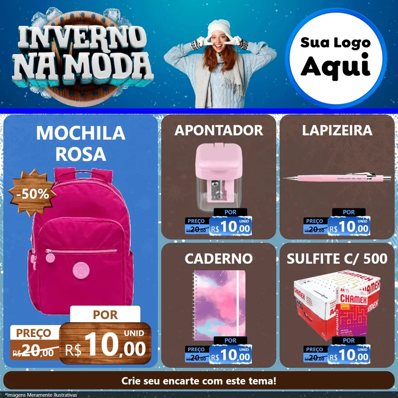 Modelo de Rede Social para Feed Facebook com o tema Inverno na Moda para Papelaria