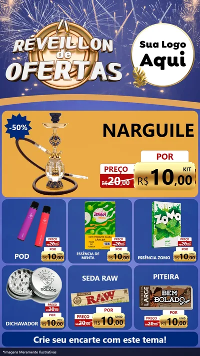 Modelo de Rede Social para Stories com o tema Réveillon de Ofertas para Tabacaria