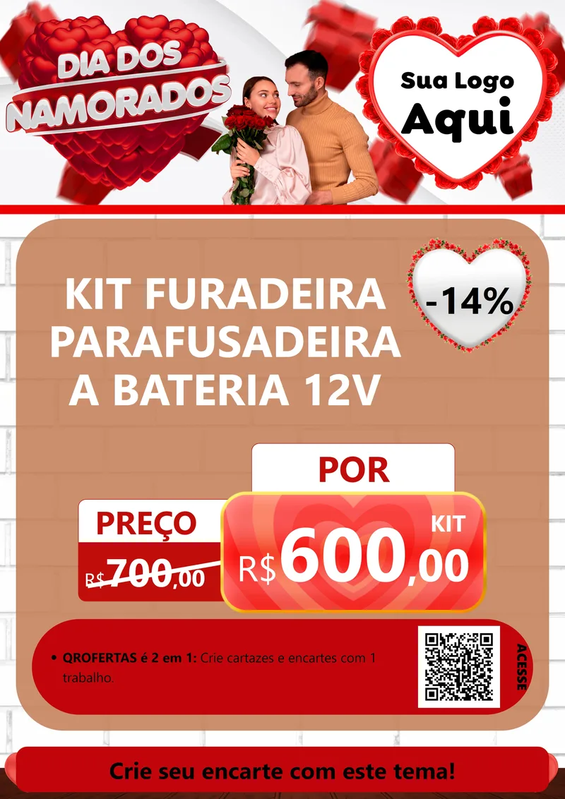 Modelo de Cartaz para Cartaz A4 Vertical com o tema Dia dos Namorados para Maquinas e Ferramentas