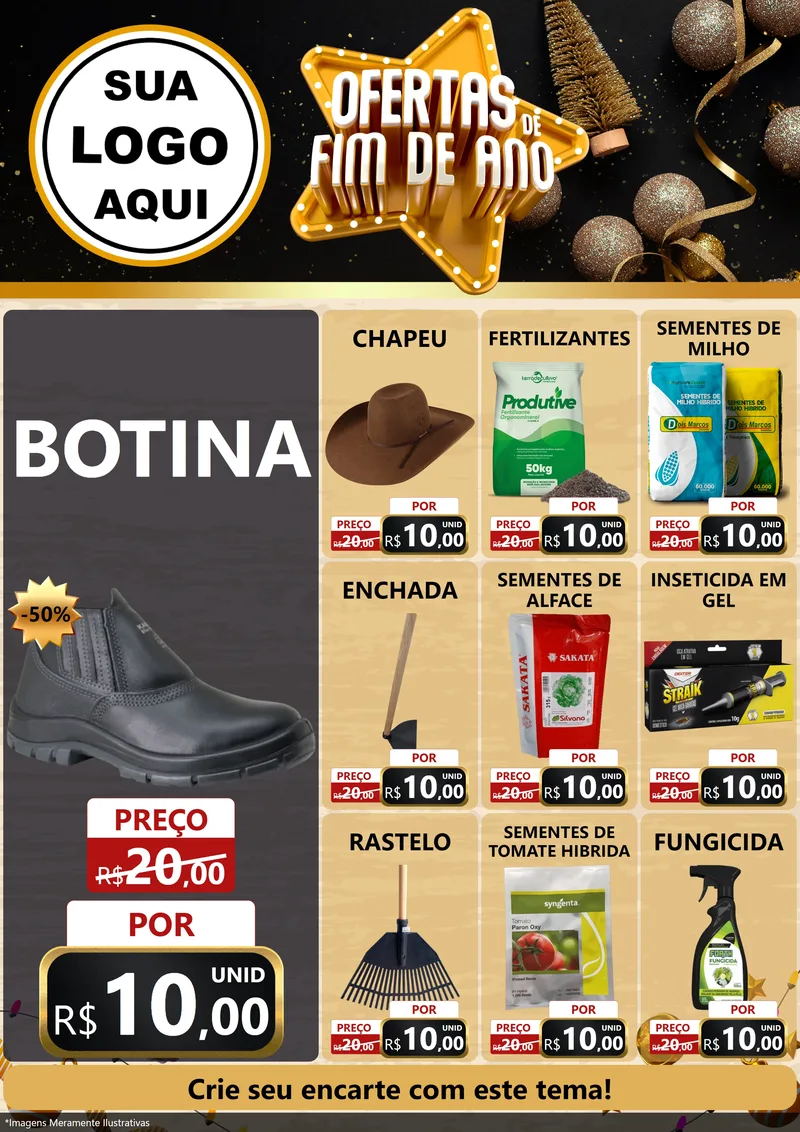 Modelo de Encarte para Encarte A4 Vertical com o tema Ofertas de Fim de Ano para Agropecuária